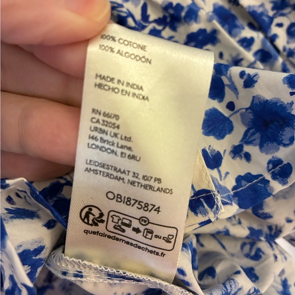 NWT Anthropologie Maeve Leandra Shirred Yoke Shirt Blue White Floral Cotton XL - Picture 11 of 11